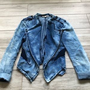 Double zero acid wash denim jacket